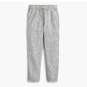 J. Crew Gray White Linen Blend Striped Cropped Pull On Pant Size 18